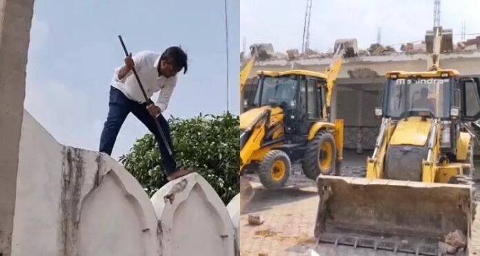 Sambhal Bulldozer Action on Dussehra Illegal Mosque and Marriage Hall Demolished in Sambhal
