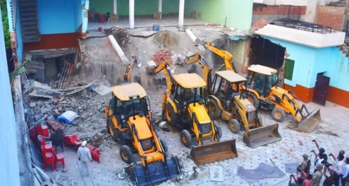 Bulldozer Action The Raza Palace banquet hall, Bareilly