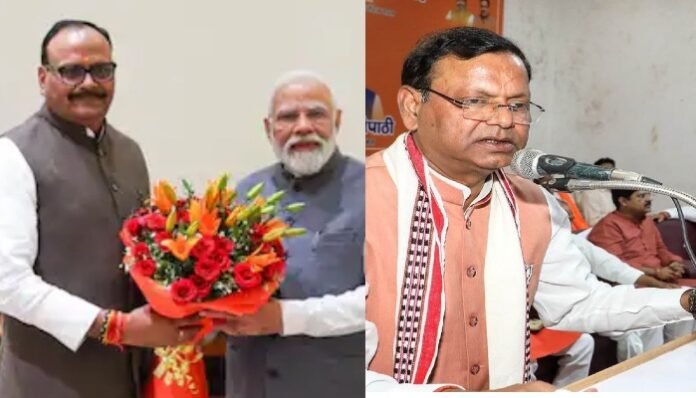 Dy CM Brajesh Pathak with PM Modi and BJP UP State President Pankaj Chaudhari