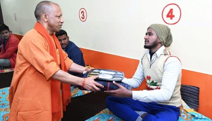 CM Yogi Meeting People In Rain Baseras